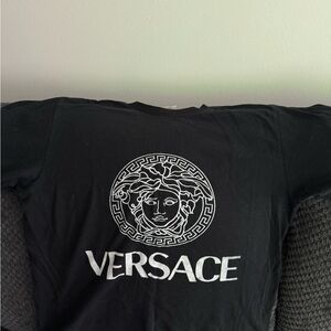 Black T-Shirt with Versace White Logo